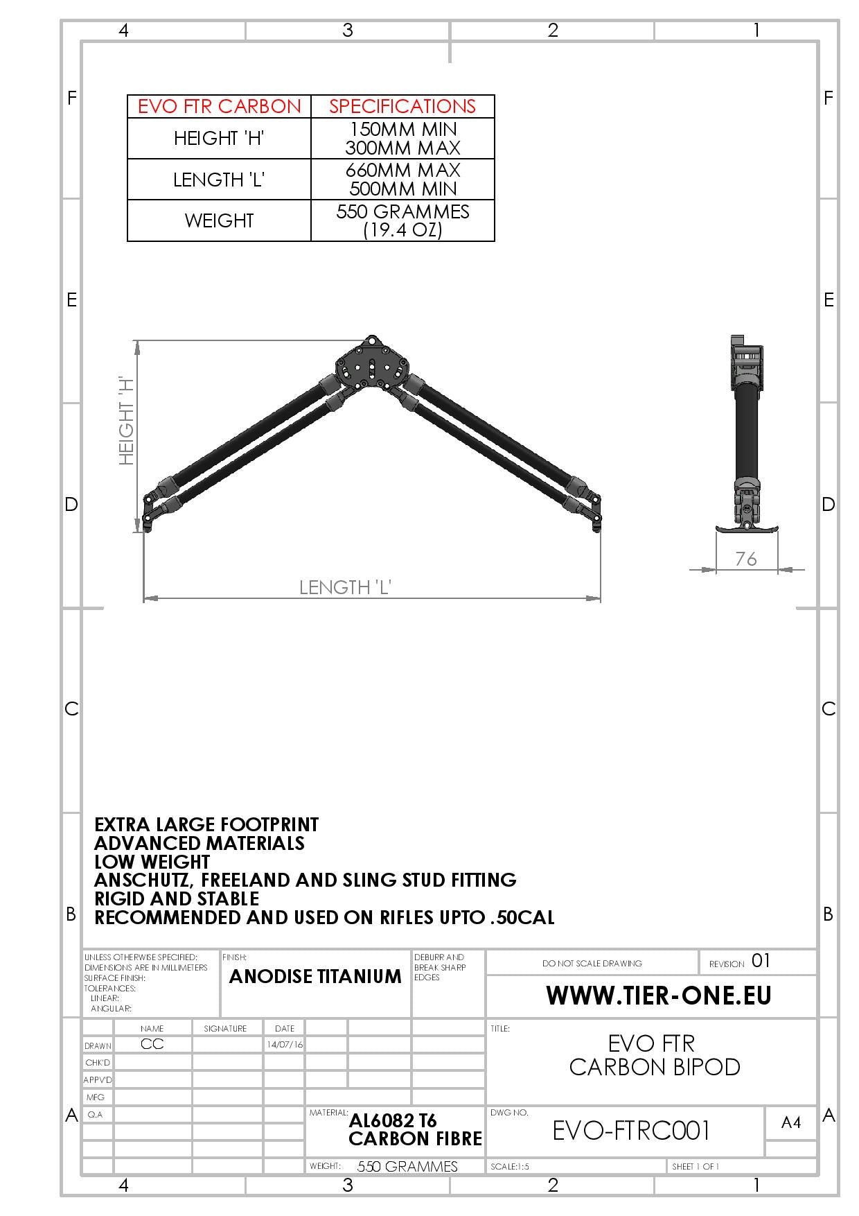 Carbon FTR Bipod Datasheet