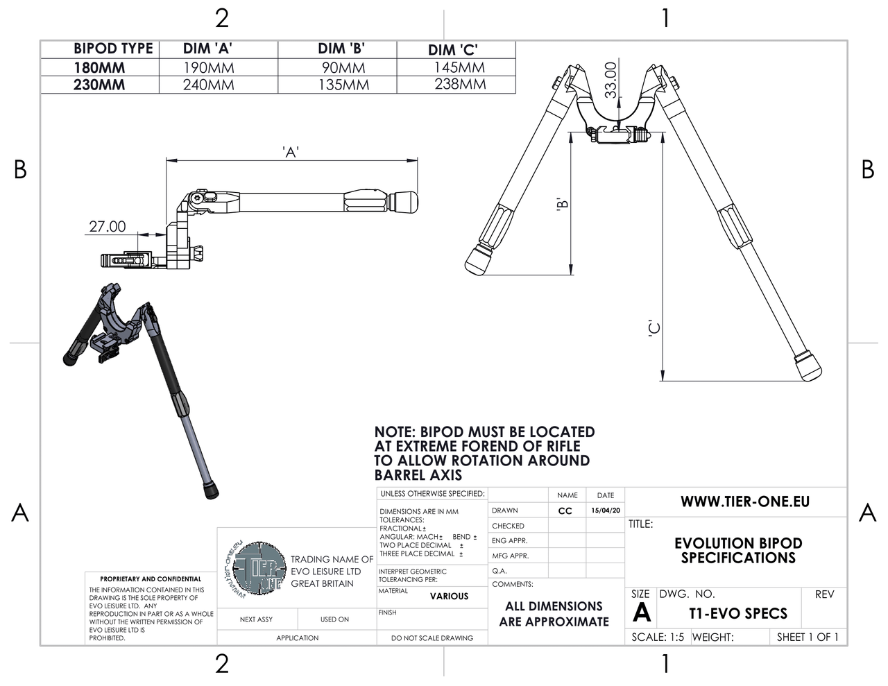 Evolution Tactical Bipod