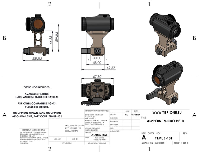 Unity Aimpoint Riser Colors Aimpoint Micro Riser
